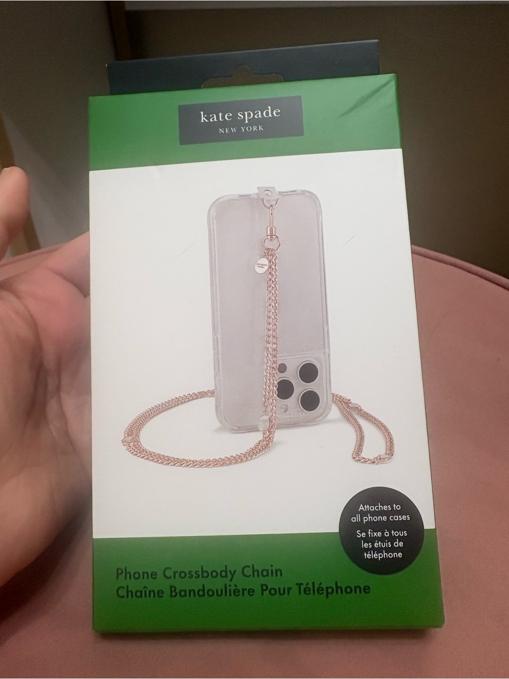 kate spade Rose Gold Phone Crossbody Chain Strap